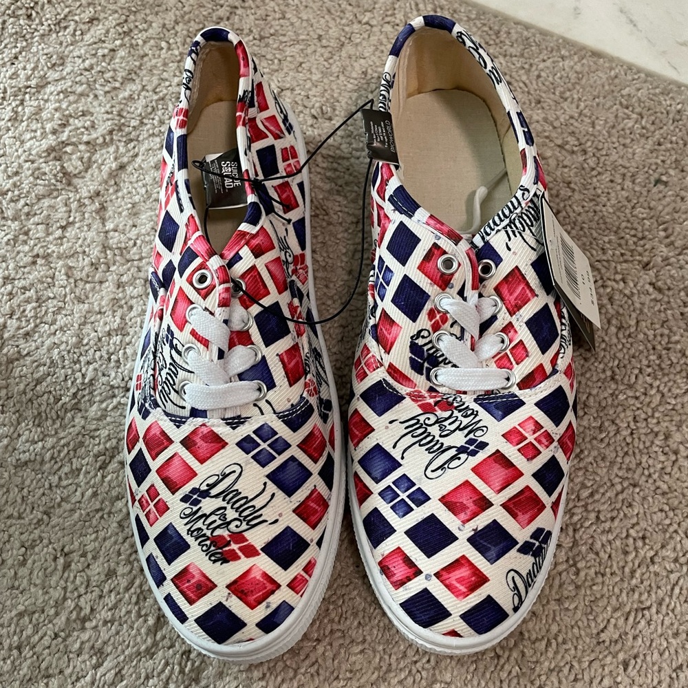 Size 10 women’s Harley Quinn inspired tennis shoes